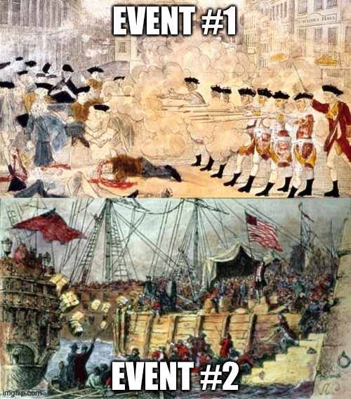 These two randomly-selected paintings from the late-Colonial era have nothing whatsoever to do with current events. | image tagged in current events,historical meme,american revolution,police brutality,black lives matter,boston tea party | made w/ Imgflip meme maker