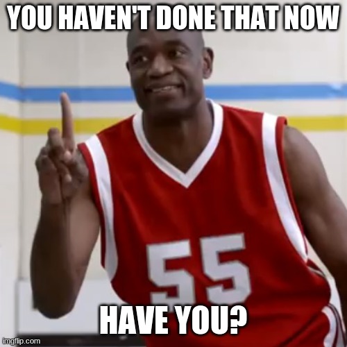 Dikembe Mutombo - No No No | YOU HAVEN'T DONE THAT NOW HAVE YOU? | image tagged in dikembe mutombo - no no no | made w/ Imgflip meme maker