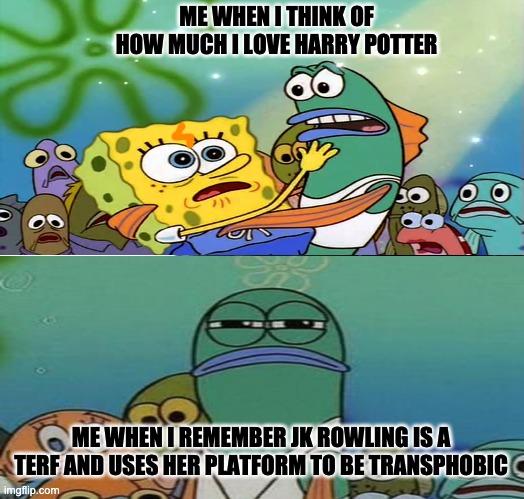 JK Rowling | ME WHEN I THINK OF HOW MUCH I LOVE HARRY POTTER; ME WHEN I REMEMBER JK ROWLING IS A TERF AND USES HER PLATFORM TO BE TRANSPHOBIC | image tagged in harry potter,jk rowling | made w/ Imgflip meme maker