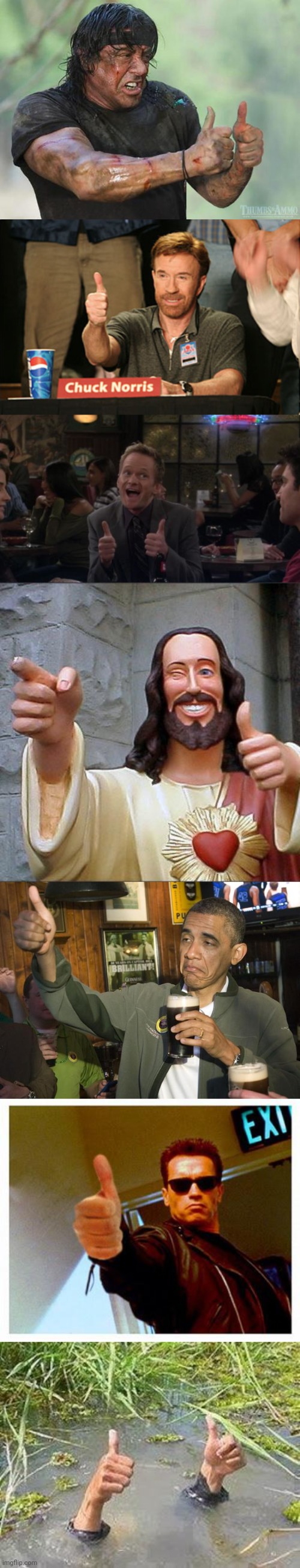 image tagged in memes,buddy christ,chuck norris approves,barney stinson win,not bad,thumbs up rambo | made w/ Imgflip meme maker
