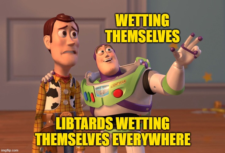 X, X Everywhere Meme | WETTING THEMSELVES LIBTARDS WETTING THEMSELVES EVERYWHERE | image tagged in memes,x x everywhere | made w/ Imgflip meme maker