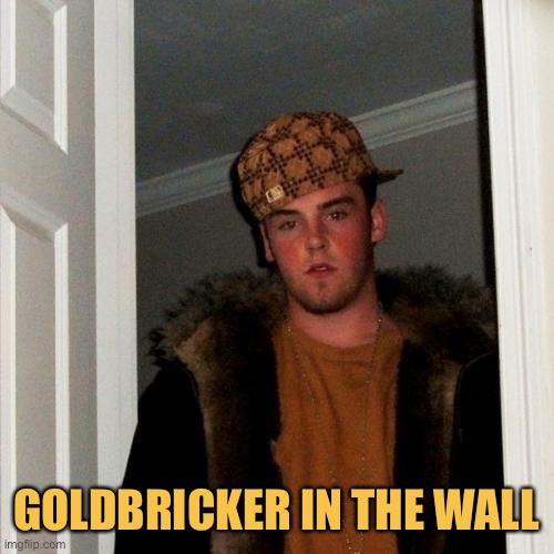 Scumbag Steve Meme | GOLDBRICKER IN THE WALL | image tagged in memes,scumbag steve | made w/ Imgflip meme maker