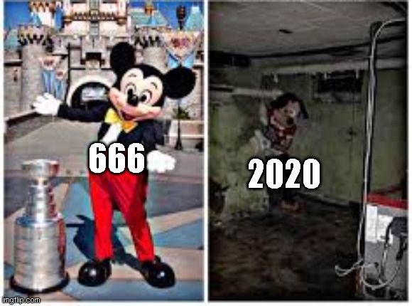 mickey mouse in disneyland | 666; 2020 | image tagged in mickey mouse in disneyland | made w/ Imgflip meme maker