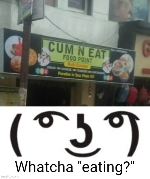 Mmm- | Whatcha "eating?" | image tagged in perverted lenny | made w/ Imgflip meme maker