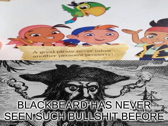 Lol | BLACKBEARD HAS NEVER SEEN SUCH BULLSHIT BEFORE | image tagged in pirate,memes | made w/ Imgflip meme maker