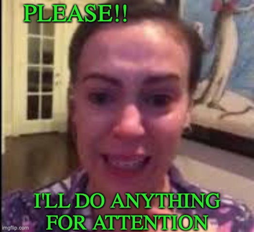 Alyssa Milano | PLEASE!! I'LL DO ANYTHING FOR ATTENTION | image tagged in alyssa milano | made w/ Imgflip meme maker