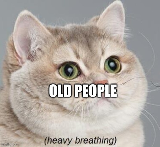 Heavy Breathing Cat Meme | OLD PEOPLE | image tagged in memes,heavy breathing cat | made w/ Imgflip meme maker