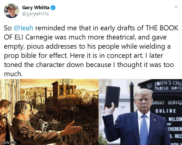 Carnegie Trump | image tagged in donald trump,bible,book of eli,movies | made w/ Imgflip meme maker