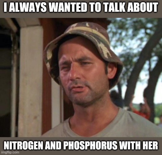 So I Got That Goin For Me Which Is Nice Meme | I ALWAYS WANTED TO TALK ABOUT NITROGEN AND PHOSPHORUS WITH HER | image tagged in memes,so i got that goin for me which is nice | made w/ Imgflip meme maker