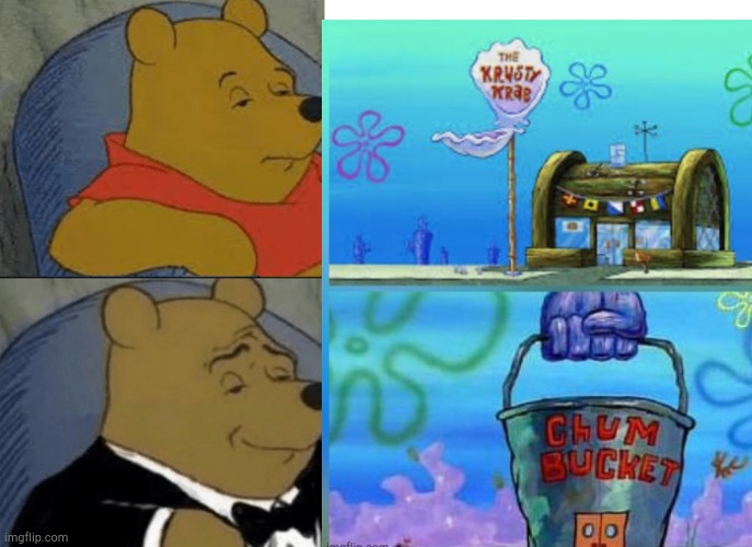 Pooh vs Handsome pooh | image tagged in tuxedo winnie the pooh | made w/ Imgflip meme maker