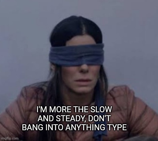 I'M MORE THE SLOW AND STEADY, DON'T BANG INTO ANYTHING TYPE | made w/ Imgflip meme maker