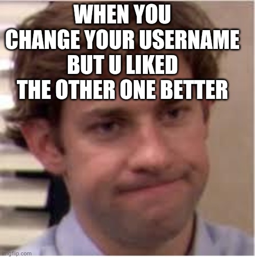Dat look |  WHEN YOU CHANGE YOUR USERNAME BUT U LIKED THE OTHER ONE BETTER | image tagged in my face when | made w/ Imgflip meme maker