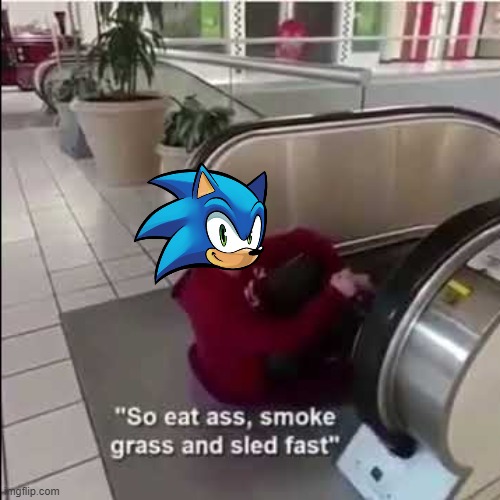 Sonic - Sled Gang | image tagged in sonic the hedgehog,sled gang,sled greg,gotta go fast | made w/ Imgflip meme maker