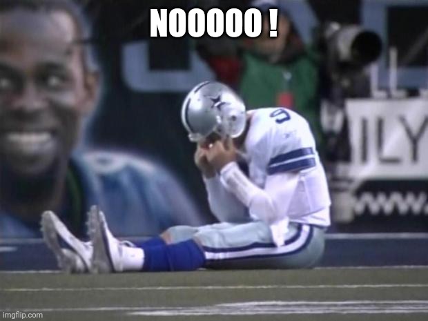Sad Tony Romo | NOOOOO ! | image tagged in sad tony romo | made w/ Imgflip meme maker