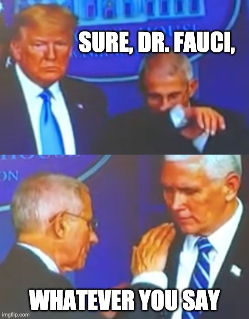 Sure, Dr. Fauci, Whatever You say. | SURE, DR. FAUCI, WHATEVER YOU SAY | image tagged in sure dr fauci | made w/ Imgflip meme maker