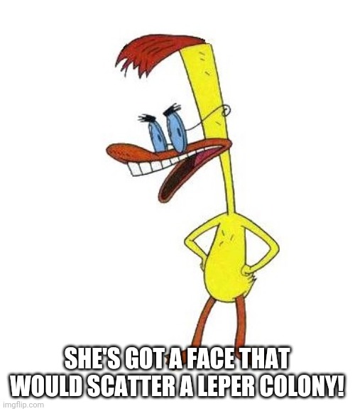 Duckman Ranting | SHE'S GOT A FACE THAT WOULD SCATTER A LEPER COLONY! | image tagged in duckman ranting | made w/ Imgflip meme maker