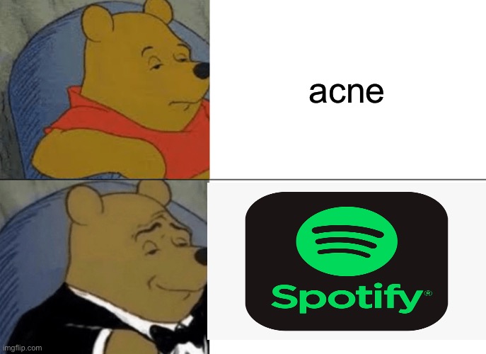 Tuxedo Winnie The Pooh | acne | image tagged in memes,tuxedo winnie the pooh | made w/ Imgflip meme maker