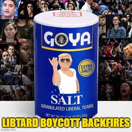 SJW Failure #482 | LIBTARD BOYCOTT BACKFIRES | image tagged in goya,trump,election 2020 | made w/ Imgflip meme maker