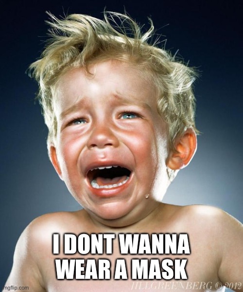 this is what it sounds like to me | I DONT WANNA WEAR A MASK | image tagged in crying child | made w/ Imgflip meme maker