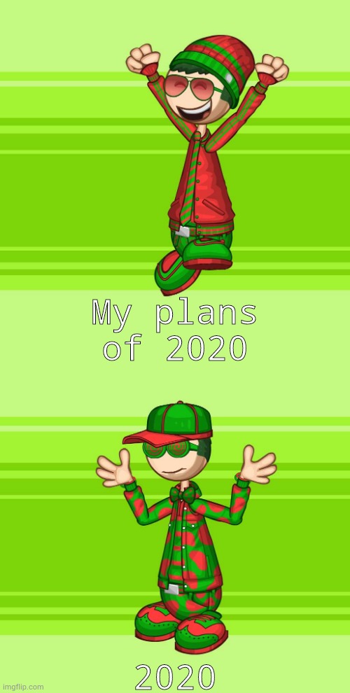 Pag na guilty | My plans of 2020; 2020 | image tagged in 2020,boomboxer124 flipline | made w/ Imgflip meme maker