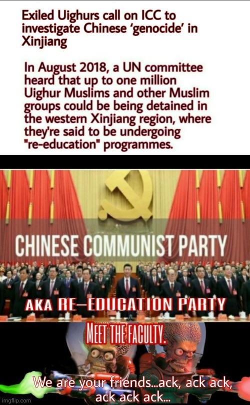 The Re-education Party | image tagged in ccp,uighurs,xinjiang region,muslims,communists,thugs | made w/ Imgflip meme maker