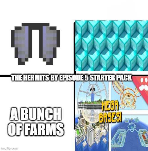 The hermits by episode 5 be like | THE HERMITS BY EPISODE 5 STARTER PACK; A BUNCH OF FARMS | image tagged in minecraft | made w/ Imgflip meme maker