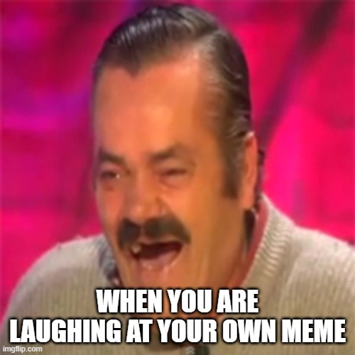 Laughing at your own meme | WHEN YOU ARE LAUGHING AT YOUR OWN MEME | image tagged in laughing mexican | made w/ Imgflip meme maker