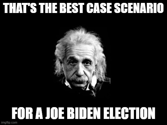 Albert Einstein 1 Meme | THAT'S THE BEST CASE SCENARIO FOR A JOE BIDEN ELECTION | image tagged in memes,albert einstein 1 | made w/ Imgflip meme maker
