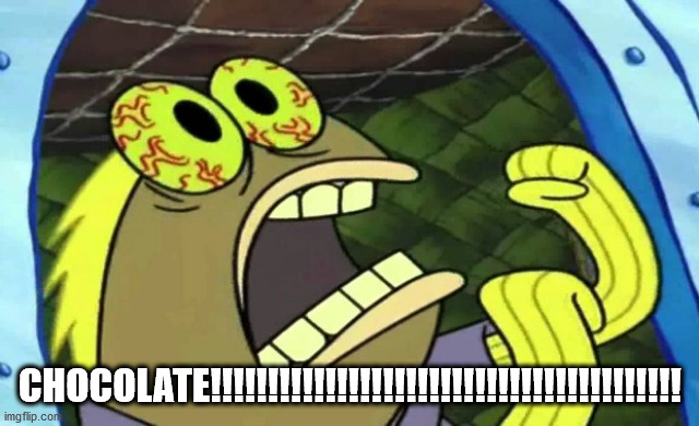 Spongebob Chocolate | CHOCOLATE!!!!!!!!!!!!!!!!!!!!!!!!!!!!!!!!!!!!!!!!! | image tagged in spongebob chocolate | made w/ Imgflip meme maker