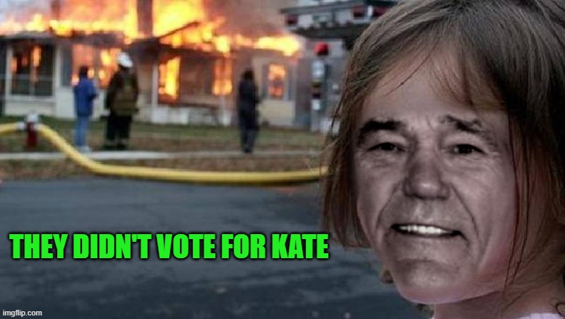 VOTE FOR KATE | THEY DIDN'T VOTE FOR KATE | image tagged in kate,kewlew,vote for kate | made w/ Imgflip meme maker
