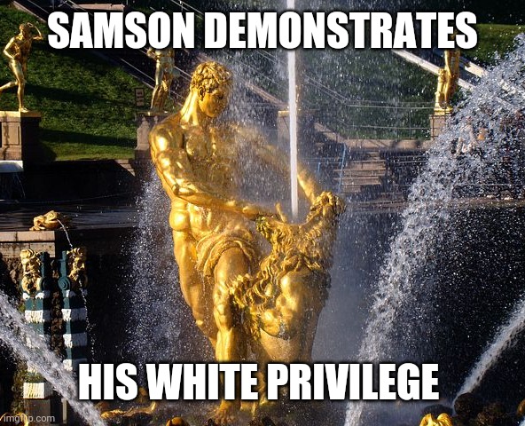 Samson | SAMSON DEMONSTRATES; HIS WHITE PRIVILEGE | image tagged in samson | made w/ Imgflip meme maker