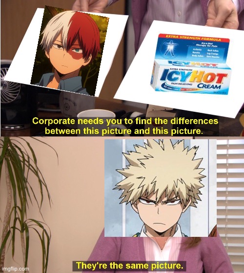 Todoroki is IcyHot | image tagged in memes,they're the same picture | made w/ Imgflip meme maker