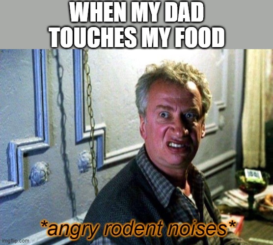 Angry rodent noises | WHEN MY DAD TOUCHES MY FOOD | image tagged in angry rodent noises,i'm 15 so don't try it,who reads these | made w/ Imgflip meme maker