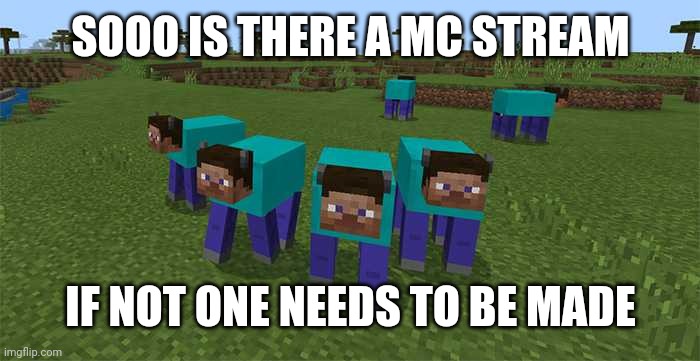 Seriously if not there NEEDS to be one | SOOO IS THERE A MC STREAM; IF NOT ONE NEEDS TO BE MADE | image tagged in me and the boys | made w/ Imgflip meme maker