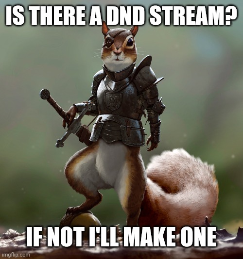 Ready Squirrel | IS THERE A DND STREAM? IF NOT I'LL MAKE ONE | image tagged in ready squirrel | made w/ Imgflip meme maker