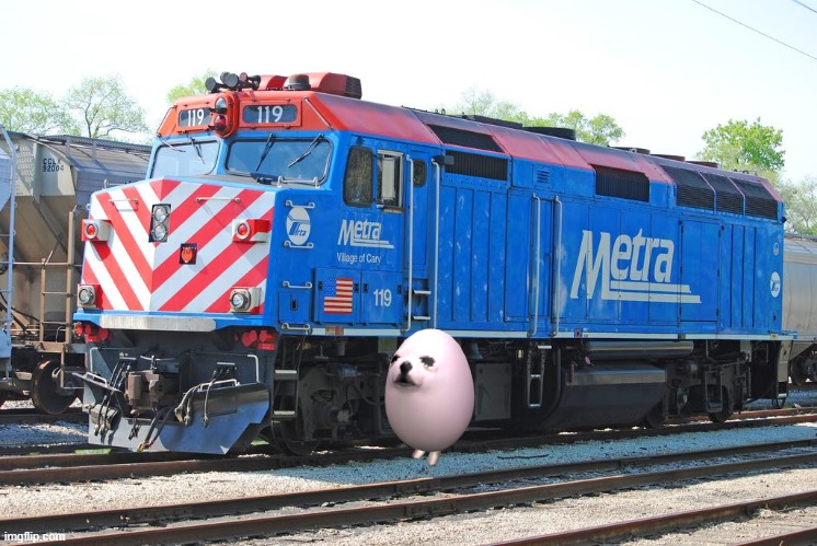 eggdog obtains a train | image tagged in metra f40ph | made w/ Imgflip meme maker