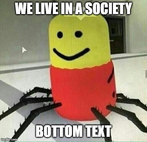 bottom text | WE LIVE IN A SOCIETY; BOTTOM TEXT | image tagged in yes | made w/ Imgflip meme maker