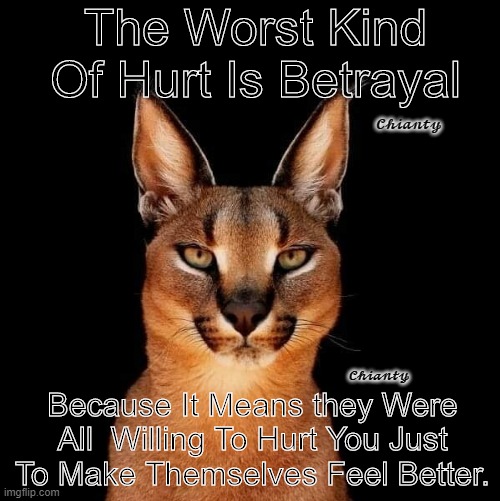 Worst Hurt | The Worst Kind Of Hurt Is Betrayal; 𝓒𝓱𝓲𝓪𝓷𝓽𝔂; 𝓒𝓱𝓲𝓪𝓷𝓽𝔂; Because It Means they Were All  Willing To Hurt You Just To Make Themselves Feel Better. | image tagged in betrayal | made w/ Imgflip meme maker