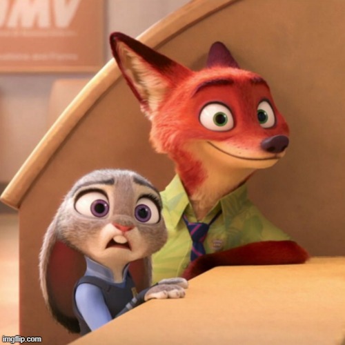 Nick Wilde smile Judy Hopps frown | image tagged in nick wilde smile judy hopps frown | made w/ Imgflip meme maker