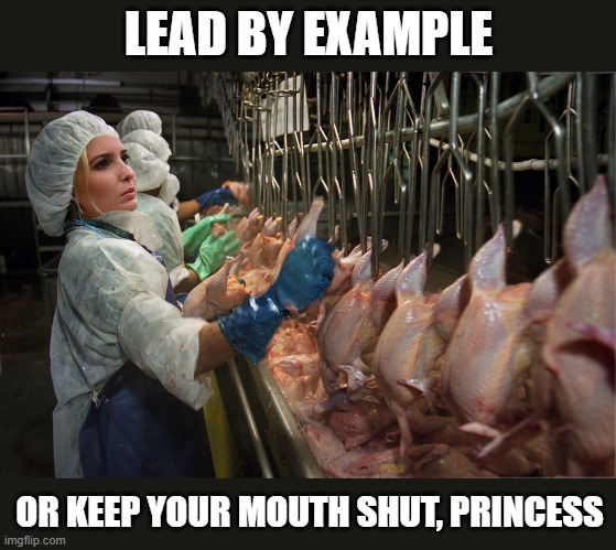 Ivanka Trump campaign tells unemployed Americans to "Find Something New" | LEAD BY EXAMPLE; OR KEEP YOUR MOUTH SHUT, PRINCESS | image tagged in ivanka trump,princess,coronavirus,find something new,unemployed,out of touch | made w/ Imgflip meme maker