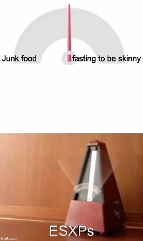 Metronome | Junk food                fasting to be skinny; ESXPs | image tagged in metronome,mbti | made w/ Imgflip meme maker