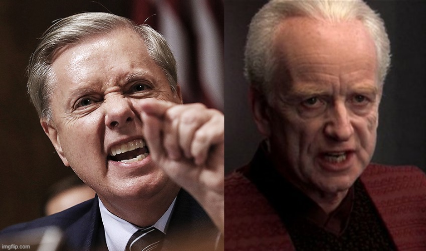 Lindsey Graham Sith Lord | image tagged in politics,star wars,lindsey graham | made w/ Imgflip meme maker
