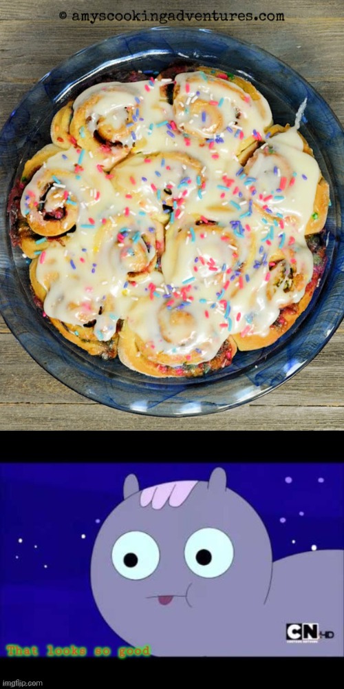 Oh yes!! Sprinkled cinnamon rolls! ;) | image tagged in desserts,food | made w/ Imgflip meme maker