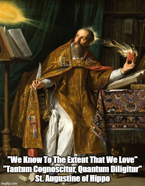 "We Know To The Extent That We Love"
"Tantum Cognoscitur, Quantum Diligitur"
St. Augustine of Hippo | made w/ Imgflip meme maker