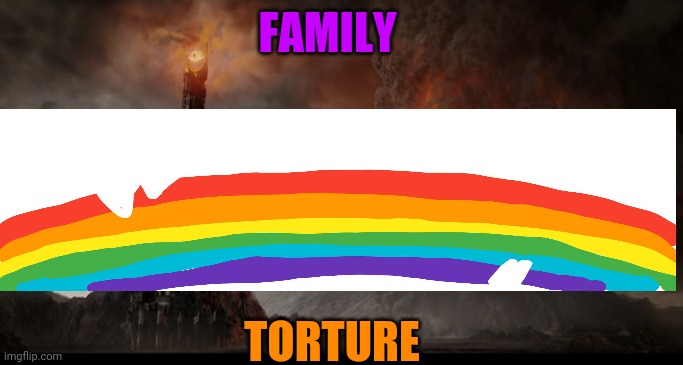 mt doom | FAMILY; TORTURE | image tagged in mt doom | made w/ Imgflip meme maker