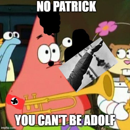 No Patrick | NO PATRICK; YOU CAN'T BE ADOLF | image tagged in memes,no patrick,ww2,adolf hitler | made w/ Imgflip meme maker
