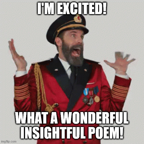 I'M EXCITED! WHAT A WONDERFUL INSIGHTFUL POEM! | made w/ Imgflip meme maker