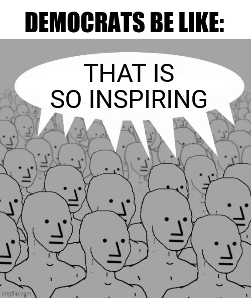 Npc | THAT IS SO INSPIRING DEMOCRATS BE LIKE: | image tagged in npc | made w/ Imgflip meme maker