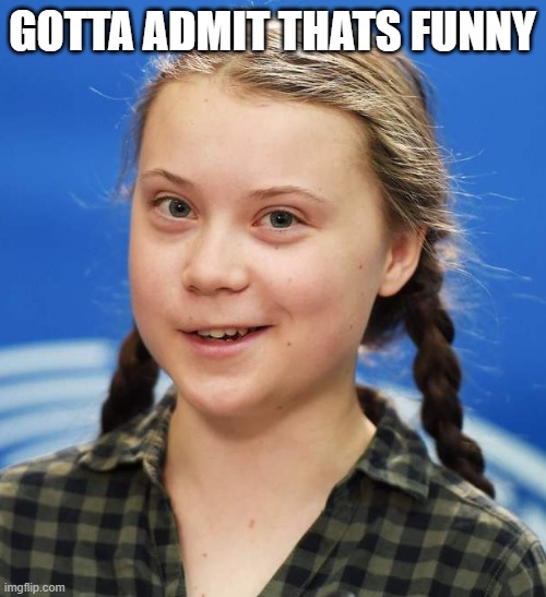 Greta Thunberg | GOTTA ADMIT THATS FUNNY | image tagged in greta thunberg | made w/ Imgflip meme maker