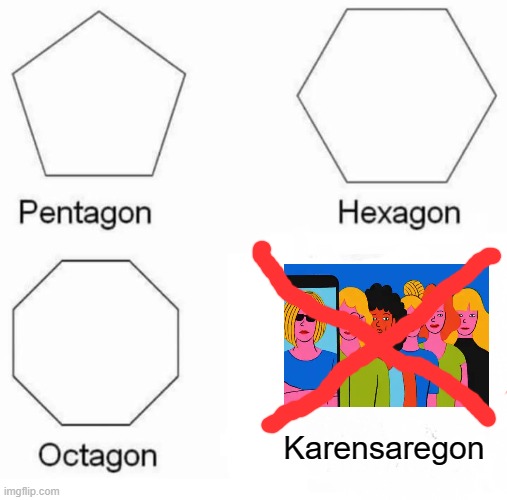 A New Shape again:Karensaregon | Karensaregon | image tagged in memes,pentagon hexagon octagon | made w/ Imgflip meme maker